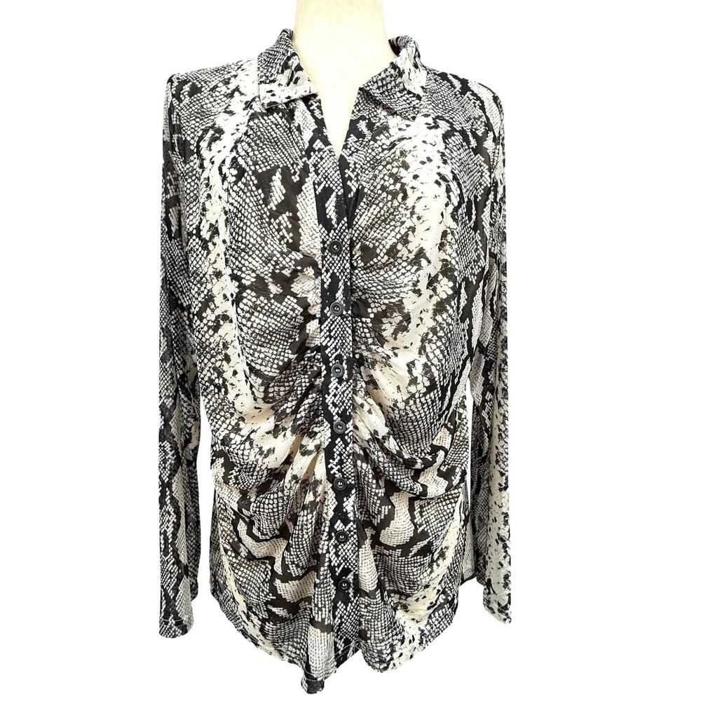 Jane & Delancey NWT‎ Top Women's XL Y2K Mesh Sheer Snakeskin Mobwife Edgy Modern